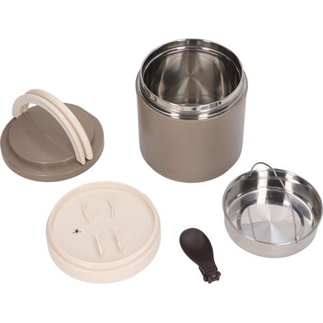 Boîte alimentaire isotherme en acier inoxydable 304, forme ronde, style japonais, 1,2 L, couleur kaki, idéale pour les déjeuners au bureau.