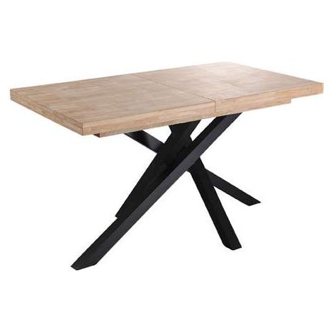 Mesa de comedor extensible Xena acabado roble nordish/negro, 76cm(alto) 140-180-220cm(ancho) 90cm(fondoo) (1/5)