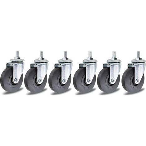 Beta Tools 3002 ruedas para muebles negras conjunto de 6 piezas