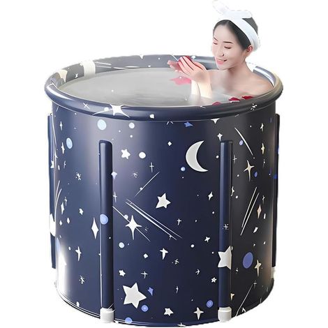 Baignoire Pliante pour Adulte, Hauteur 65 cm, (Étoile bleu) Baignoire portable et Pliable avec Montage Rapide pour la Douche, Idéal pour le Bain de Glace & Chaud (1/5)