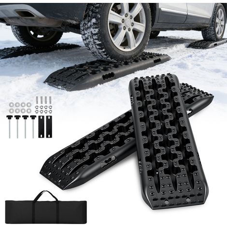 TolleTour Placas de arena para coche de PP negro con bolsa de transporte y soporte para arena, barro y nieve (1/5)