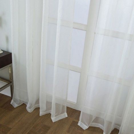Oeillets de rideau translucides blancs (2) (2 jeux 132x160 cm (LxH)) (1/5)