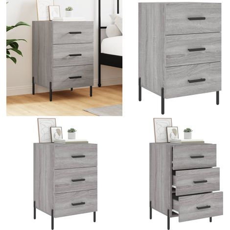 Nachttisch Grau Sonoma 40x40x66 cm Holzwerkstoff - Nachtisch - Nachttisch Grau - Wohnzimmermöbel - Holznachtisch - Behandeltes Holz - Home & Living (1/5)