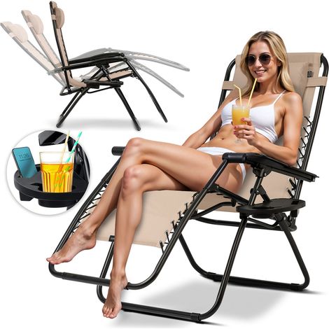 Klappbare Gartenliege mit Kissen Sofotel ChillWell beige