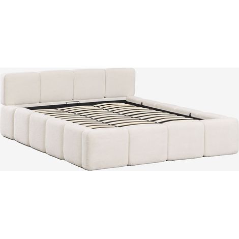Sklum – Cama con canapé abatible tapizada 180x200 cm – Estructura de madera contrachapada – Sistema de pistones hidráulicos – Cajón de almacenamiento (1/5)