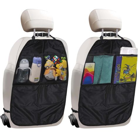 Lot de 2 Protections Dossier de siège Voiture avec Poches + 2 Crochets, Organisateur Enfant Tapis Antisalissure Imperméable pour Siège Arrière Protection Anti-Coup de Pied Facile à Nettoyer et Pliable (1/5)