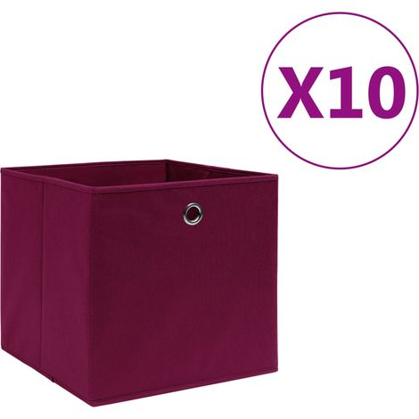 Cajas almacenaje 10 uds tela no tejida rojo oscuro 28x28x28 cm