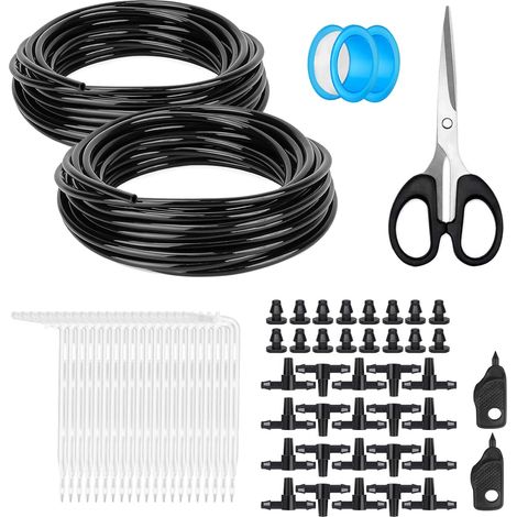 20M Drip Pipe 4/7 Irrigation Pipe System Misting Pipe With Flat Mouth Cap Block White Arrows Drill Bits Tape Rolls Scissors Drip Outdoors Interior (1/5)