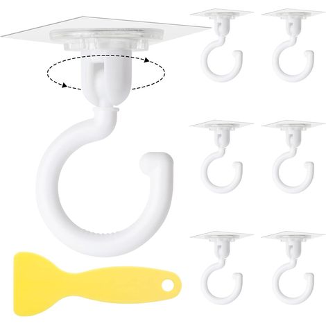 Lot de 6 crochets auto-adhésifs, rotatifs à 360 °, sans perçage, crochets pour serviettes, crochets transparents, imperméables, avec grattoir, pour salle de bain, cuisine, bureau, chambre à coucher (1/5)