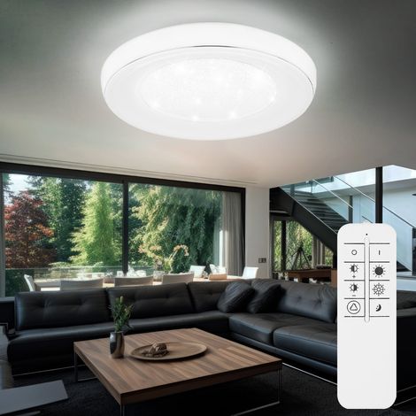 Plafonnier LED dimmable avec télécommande Plafonnier LED salon cristal, température de couleur réglable avec veilleuse, 1x 30W 1950lm 3000-6000K, DxH 66x9 cm (1/5)