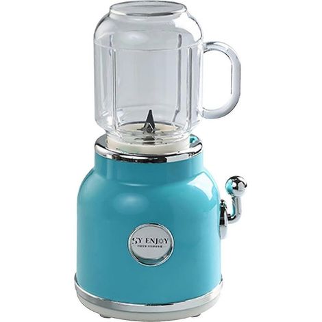 Mini-blender électrique rétro avec lames en acier inoxydable, idéal pour les voyages, la plage, le bureau et le sport. Parfait pour piler la glace ou préparer des jus. (1/2)