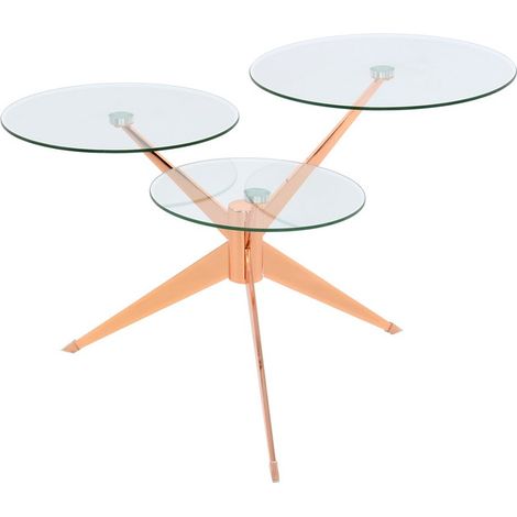 Tavolino da salotto Triplet in vetro e metallo rosé (1/3)