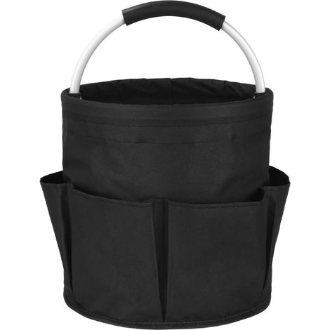 Cestino per la pulizia, organizer multi-tasca per prodotti per la pulizia, pieghevole con maniglia e 6 scomparti per giardino, bagno, uso interno, nero (2927 cm) (1/5)