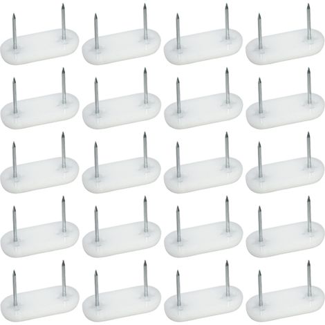 20x Embout de pied à clouer 44 x 16mm avec 2 clous Patin Meuble Chaise Guide Plastique (1/2)