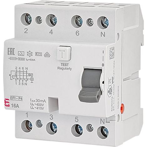 Commutateur ETI FI EFI-P4 NL, 4 pôles, 25A, 0,03A, type A, instantané