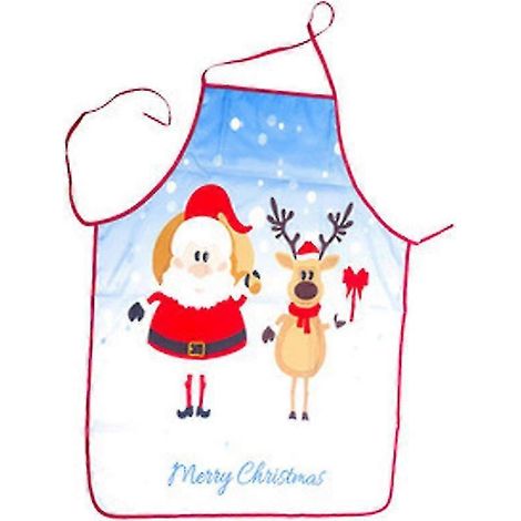 Tablier de Noël, tablier de Noël humoristique avec motif Père Noël/renard/bonhomme de neige, cuisine et ménage (style bd) (1/5)