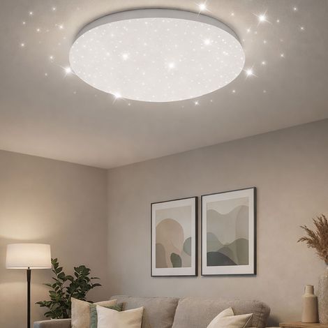 Plafoniera LED plafoniera lampada soggiorno effetto cielo stellato, metallo, bianco, 24W 1680lm 3000K, P x H 33 x 10,2 cm