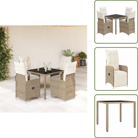 5-tlg. Garten-Bistro-Set mit Kissen Braun Poly Rattan - Bistro Set - Bistro Sets - Bistroset - Garten Bistro Set (1/5)