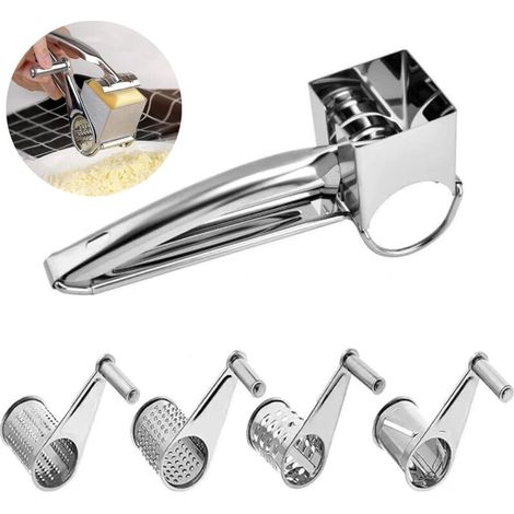 Râpe à fromage, avec 4 lames en acier inoxydable, râpe de cuisine multifonction pour parmesan, gingembre, légumes (1/5)