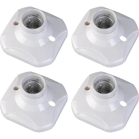 Douilles E27 Céramique - Lot de 4 - Support Visser 250V - Résistant Chaleur PP - Pour Garage Atelier Intérieur - 90x55mm Blanc (1/5)