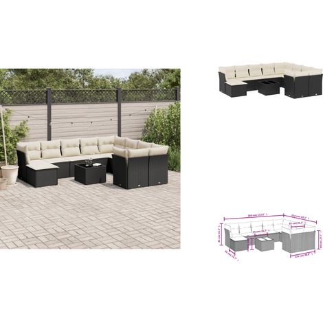Salon de jardin 11 pcs avec coussins noir résine tressée - Ensemble Salon De Jardin - Meuble De Jardin - Salon D'extérieur - Résine Tressée - Rotin Synthétique (1/3)