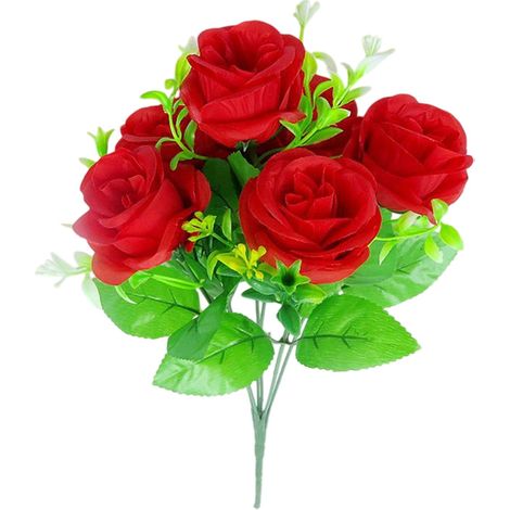 Roses Artificielles - Bouquet de 6 Têtes - Fleur Décorative pour Salon et Table à Manger - Matériau Plastique - Dimensions 38 x 10 x 8 cm (1/5)