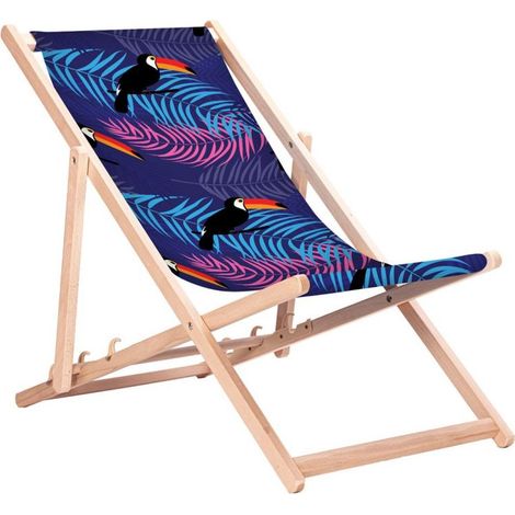 Tumbona clásica de haya GreenBlue GB183 con estampado de tucán (1/3)