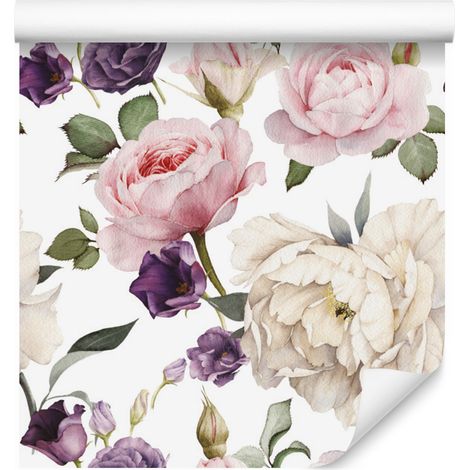 Carta da parati con rose per soggiorno e camera da letto 50x1000 cm (1/5)