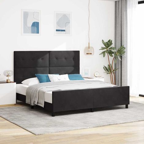 Boxspringbett mit Kopfteil Schwarz 180 x 200 cm Samt (1/5)