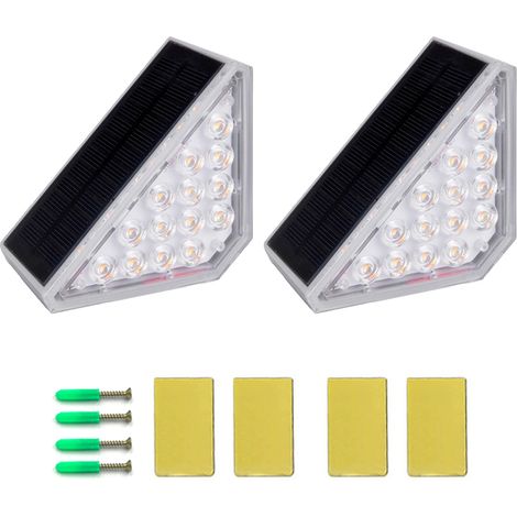 Ortviai Lampes solaires pour marches d'escalier – 2 unités, étanches IP68, batterie 800 mAh, lumière chaude
