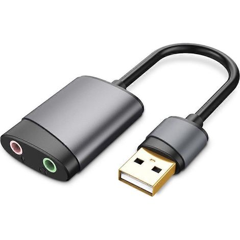 Adaptateur audio USB vers microphone et haut-parleur externe (3,5 mm) (1/5)