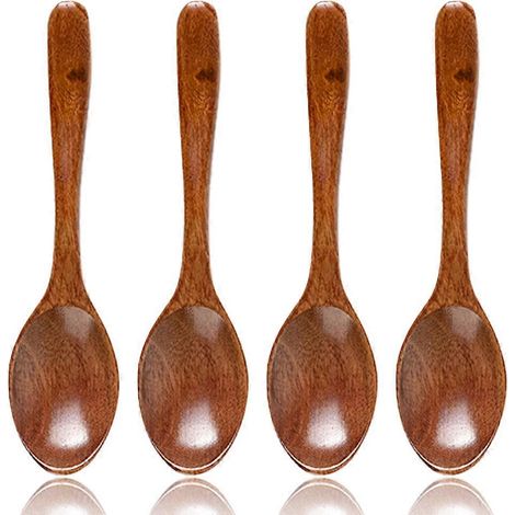 Ensemble de cuillères à soupe en bois pour mélanger et remuer, cuillères à soupe artisanales pour café, miel, thé, etc. - Style 1 (1/5)