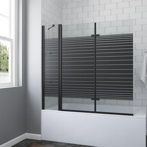 Badewannenfaltwand für Badewanne Eck Duschtrennwand Badewannenaufsatz 5 mm ESG glas mit Nanobeschichtung 9. 150 x 140 cm Schwarz