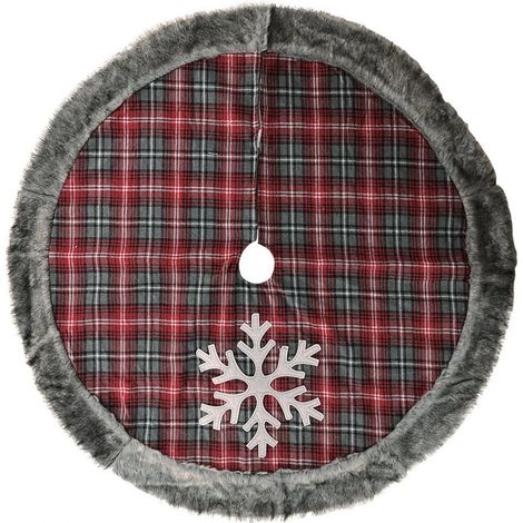 Protection pour pied de sapin de Noël en forme de flocon de neige, tapis de sapin de Noël en tissu artificiel épais (1/5)