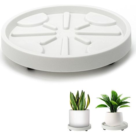 Porte Plante Roulettes, Support de Pot de Fleur à Roulettes Pivotant à 360°, Support Plante Roulette Rond ø 22cm, Capacité Charge 50 kg, Porte Plante pour Intérieur Extérieur (1/5)