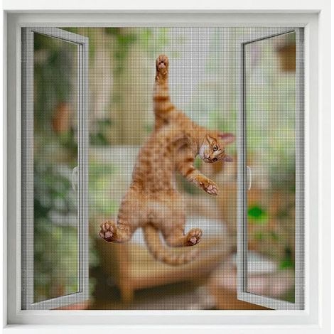 Cat Window Mosquito Net Window Net 130 x 150 cm Mesh Protection, 320 g/m² Polyester, Installation, Anti-Claw, Anti-Mosquito (1/3)