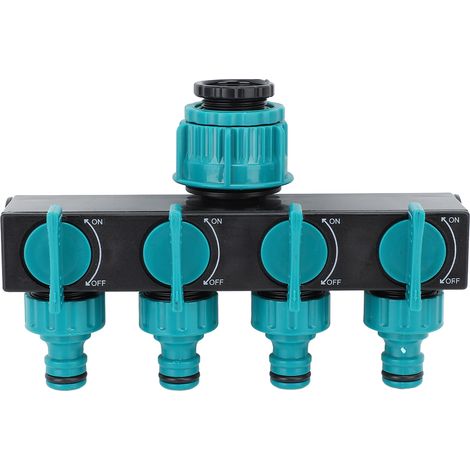 Hose Connector Splitter 1 in 4 Out ABS Garden Hose Pipe Splitter for Yard and Park Black (1/4)