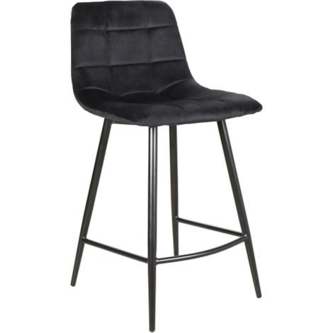 Chaise haute design métal noir velours noir Frigg (1/3)