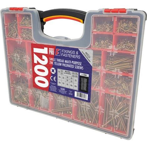 Organiser Pro Multi-Purpose Wood Screw Kit, 1200 Piece - FORMPS1200Y