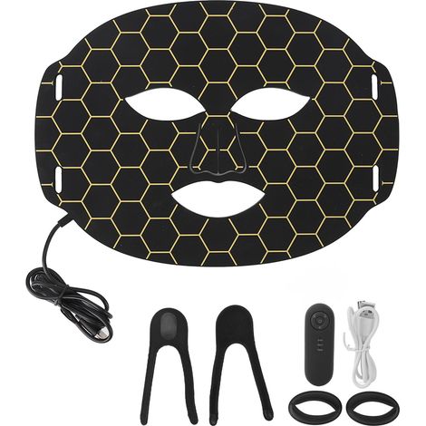 Masque visage électrique en silicone 7 couleurs lumières, appareil de rajeunissement cutané pour réparation et amélioration du métabolisme, usage domestique et voyage (1/5)