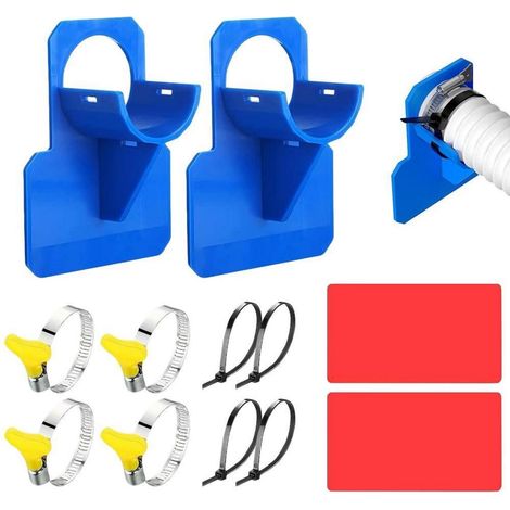 Support de tuyau de piscine 2 pièces pour tuyaux de 30-37 mm avec serre-câbles et colliers de serrage