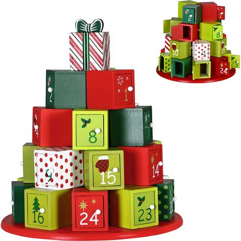 Calendario Avvento Regali di Natale in Legno 24 Cassetti Decorazioni Natalizie