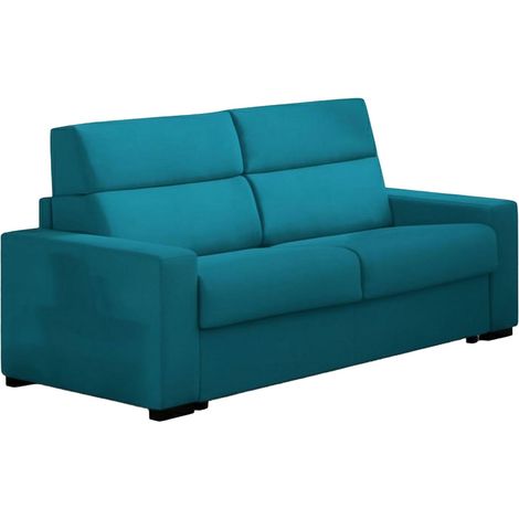 Dmora - Divano fisso 2 posti Quanna, Sofà lineare per salotto, imbottito, sfoderabile, Qualità 100% Made in Italy, 200x95 h100 cm, Azzurro (1/5)