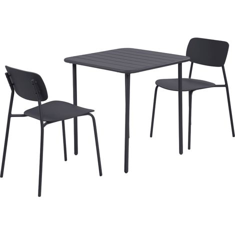 sweeek - Gartentisch aus Stahl + 2 Stühle