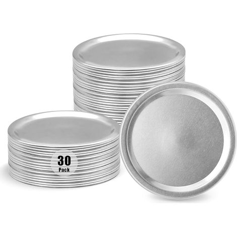 Couvercles de Conserve à Large Ouverture, 30 Pièces 86mm Métal pour Bocaux Mason Ball Kerr, Bouchons de Bocaux Alimentaires Réutilisables avec Joints en Silicone, Étanches et Robustes (1/5)