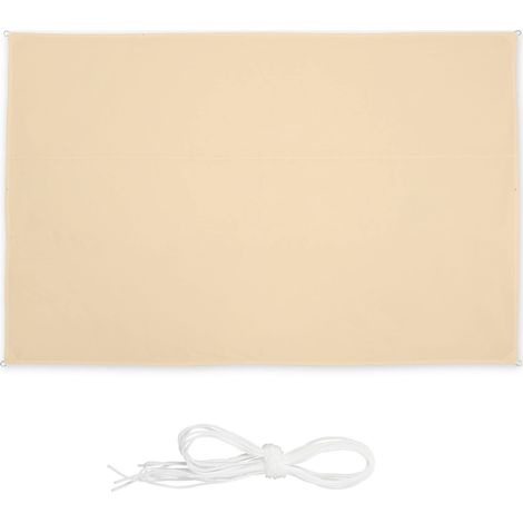 Voile d'ombrage Rectangle, résistant UV, imperméable, Toile Balcon, Camping, terrasse, Beige, 2 x 4 m (1/5)