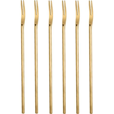 Fourchette A Dessert - Acier Inoxydable 304 - 30 Cm - Pour Fruits Amuse Bouche Fromage Cocktails - Lot De 6 (1/5)