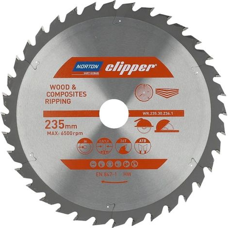 SEGA CIRCOLARE NORTON 235 mm x 30 mm x 36 z LEGNO E COMPOSITI ATB (2,8 / 1,8) (1/2)