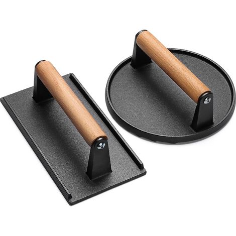 Press A Galette - Fonte Grise Lourde Avec Poignée En Bois - Pour Grill, Plaque Chauffante, Poêle Antiadhésive - 1 Pièce (1/5)