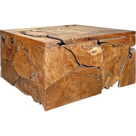 Table basse carrée 70 x 70 cm assemblage bois de teck – TEKKU 3